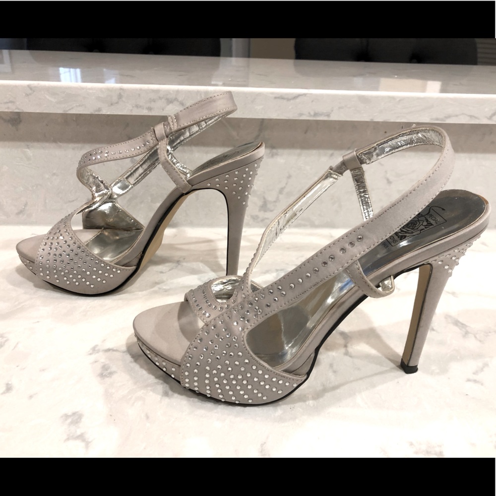 Silver sling back sandal stiletto